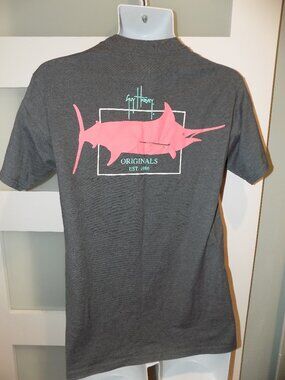 Guy Harvey Originals SS Charcoal Gray Pocket T-Shirt Size S Men's